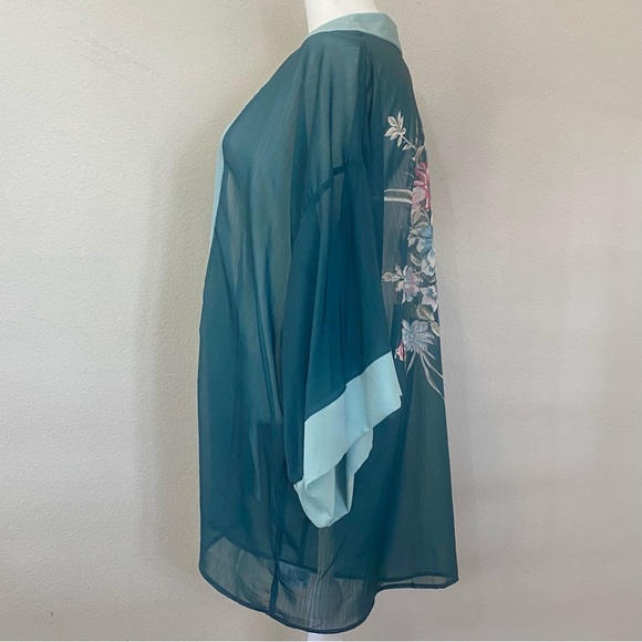 NWT Xhilaration XS/S Emerald Kimono with Blue Hemlines - Picture 8 of 14